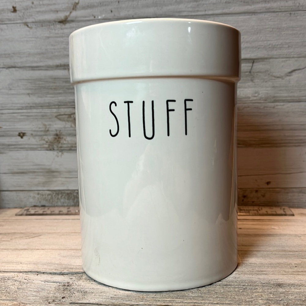 Ceramic utensils jar. Rae Dunn style from prep collection